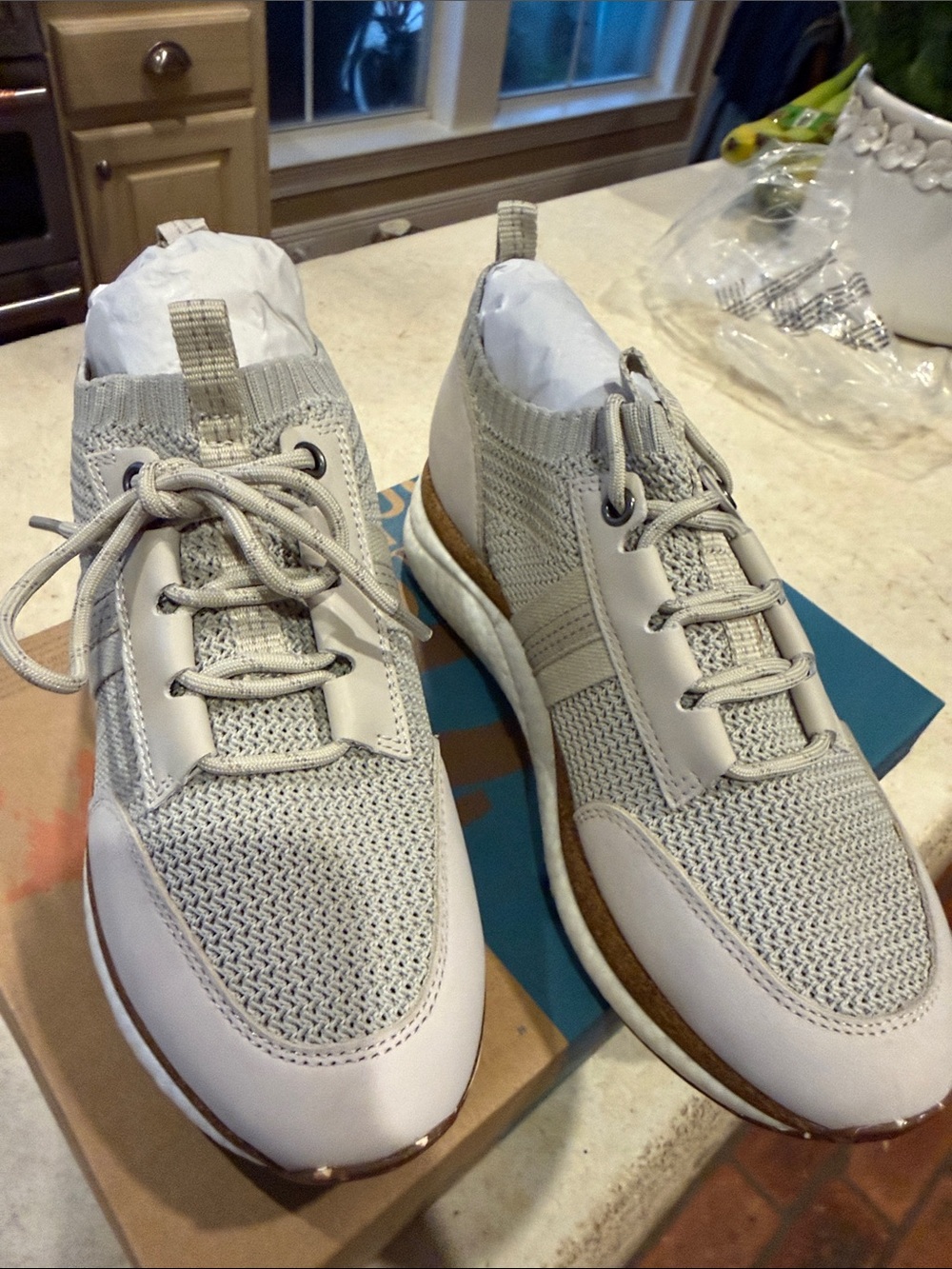 OTBT Women's Knit Lace-Up Athletic Sneakers - Light Beige